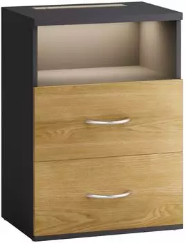 Casaria Nachttisch Touch LED dimmbar 2 Schubladen Holz Anthrazit 40x28x55cm (109660)