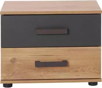 Wimex Malmoe Nachttisch 2 Schubladen, plankeneiche/graphit (52x38x40cm)