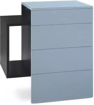 Vladon Queens Nachttischschrank h&auml;ngend, 2 Schubladen, denim matt (60x63x36cm)