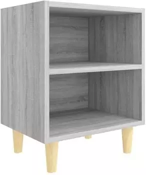 vidaXL Nachttisch mit Massivholz-Beinen Grau Sonoma 40x30x50cm (813100)