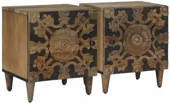 vidaXL Nachttisch 2er-Set Massivholz Mango Braun 40x33,5x46cm (4018329)