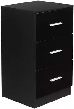 Costway Nachttisch mit 3 Schubladen, 37x34x66,5cm, schwarz (TI86387NW)
