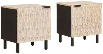 vidaXL Nachttisch 2er-Set wei&szlig;, Mango Massivholz, 40x33,5x46cm (4017861)