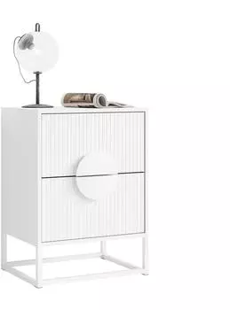 Lookway Luno Nachttisch geriffelte Front, weiß, Holzwerkstoff (800001175981)