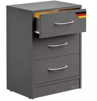 Casaria Eloise Nachttisch anthrazit 3 Schubladen LED 54x39x28cm