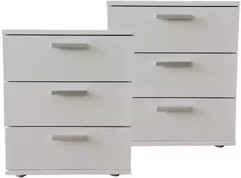 HTI-Living Nina Nachttisch 3 Schubladen, wei&szlig;, 2er-Set