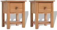 vidaXL Nachttische 2 Stk. 36x30x47 cm Massivholz Eiche