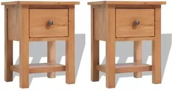vidaXL Nachttische 2 Stk. 36x30x47cm Massivholz Eiche (3053416)