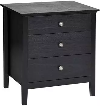 Costway Nachttisch mit 3 Schubladen, 60x45x66cm, schwarz