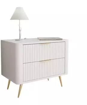 Lookway Scarlett 2S Nachttisch mit Schubladen, beige/gold, Holzwerkstoff (800001026775)