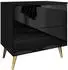 Lookway Aura Nachttisch Push Open, schwarz hochglanz, Beine gold (800001175656)