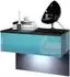 Vladon Sleep Nachttischschrank mit Schublade, wandmontiert, Petrol Hochglanz, LED (60x46x35cm)
