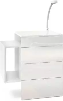 Vladon Queens Nachttisch hängend, 2 Schubladen, weiß Hochglanz (60x63x36cm)