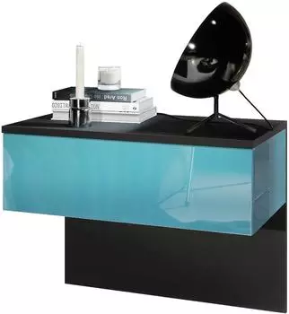 Vladon Sleep Nachttisch mit Schublade, wandmontiert, petrol hochglanz (60x46x35cm)
