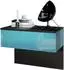 Vladon Sleep Nachttisch mit Schublade, wandmontiert, petrol hochglanz (60x46x35cm)
