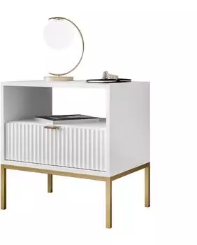 Lookway Cortado Gold S54 Nachttisch, weiß, Holzwerkstoff, 54x56x39cm (800001026658)