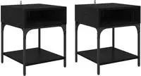 vidaXL Nachttisch 2 pcs Schwarz Eichen-Optik 40 x 40 x 50 cm