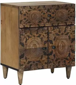 vidaXL Nachttisch mit Schublade, Mangoholz, braun, 50x33x60cm