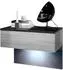 Vladon Sleep Nachttischschrank mit Schublade, wandmontiert, Schwarz matt/Avola-Anthrazit, LED-Beleuchtung (50005929)