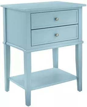 Dorel Home Franklin Beistelltisch 2 Schubladen, MDF, hellblau