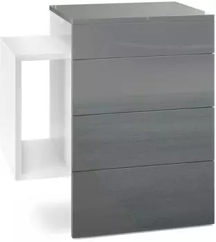 Vladon Queens Nachttischschrank hängend, 2 Schubladen, weiß matt/grau hochglanz (50005520)