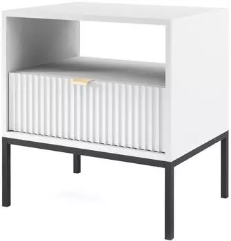 Masseno Stellare Nachttisch, weiß, 1 Schublade, 54x56x39cm (NOVA STOLIK NOCNY S54 CZARNY STELAŻ BIAŁY)