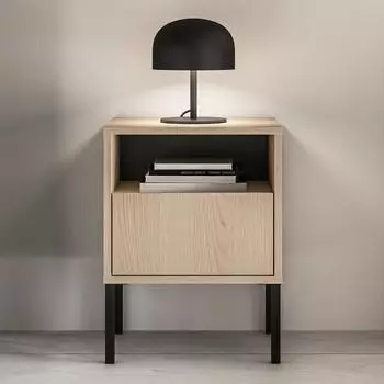 Selsey Barnee Nachttisch 1 Schublade, offenes Fach, Eichenholzoptik (40cm)