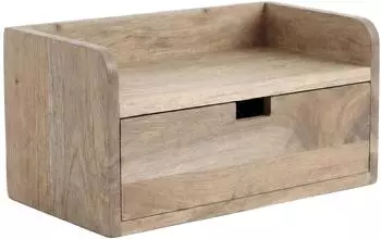 Wohnling Wandnachttisch schwebend Akazie Massivholz braun mit Schublade 45x30cm (WL7.781)