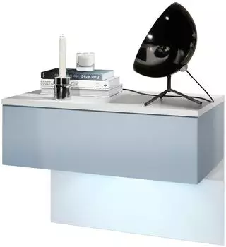 Vladon Sleep Nachttisch mit Schublade, Wandmontage, inkl. LED-Beleuchtung, 60x46x35cm