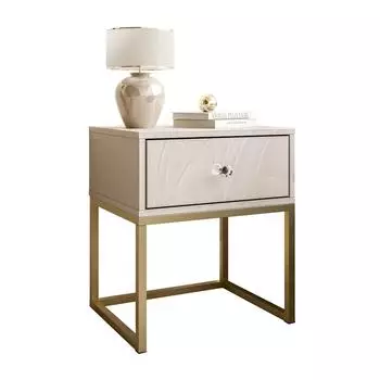 Lookway Blanco Kaszmir Nachttisch, Holzwerkstoff, kaschmir/mattgold, 45x52x37cm