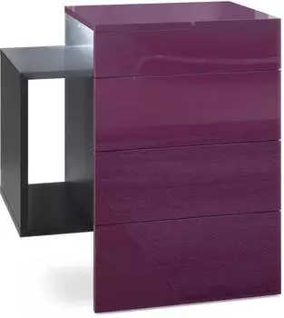 Vladon Queens Nachttischschrank hängend, schwarz matt/Brombeere hochglanz, LED-Unterbaustrahler (50005656)