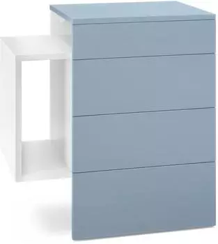 Vladon Queens Nachttischschrank hängend, 2 Schubladen, weiß matt/Denim matt (50005525)