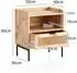 Wohnling Nachttisch Mango-Massivholz & Rattan, 1 Schublade, 50x60x40cm (WL6.806)