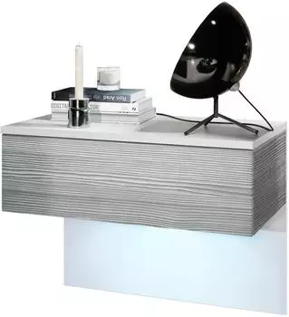 Vladon Sleep Nachttisch mit Schublade, Wandmontage, LED-Beleuchtung, weiß/Avola-Anthrazit (50005878)