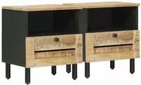 vidaXL Nachttisch 2 Stk. Natur 40 x 33 x 46 cm Massivholz Mango