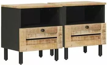 vidaXL Nachttisch 2er-Set, Massivholz Mango, braun, 40x33x46cm