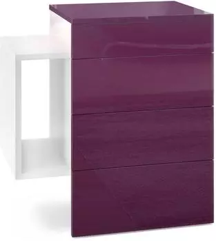 Vladon Queens Nachttisch wandmontiert, weiß matt/Brombeere hochglanz, mit LED (50005621)