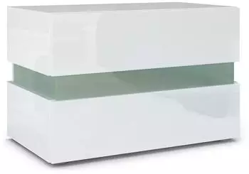 Vladon Flow Nachttisch mit Schublade, weiß hochglanz, 60x45x39cm
