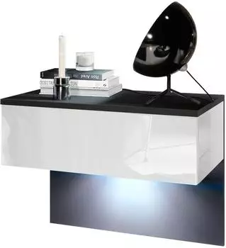 Vladon Sleep Nachttisch mit Schublade, Wandmontage, LED-Beleuchtung (50005926)