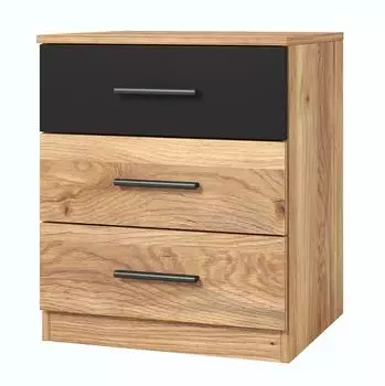 Masseno BETTINA Nachttisch eichefarben, 3 Schubladen, 45x46x41cm (22MW1622)