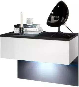 Vladon Sleep Nachttisch mit Schublade, Wandmontage, LED-Beleuchtung (50005933)