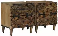 Vidaxl Bedside Cabinet 2 Pcs Brown 40 X 33.5 X 46 Cm Solid Mango Wood