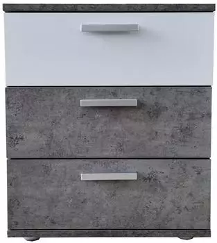 HTI-Living Nachtkommode Nina 3 Schubladen, beton/wei&szlig;