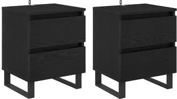vidaXL Nachttisch 2er-Set, Schwarz Eichen-Optik, 40x35x50cm (881919)