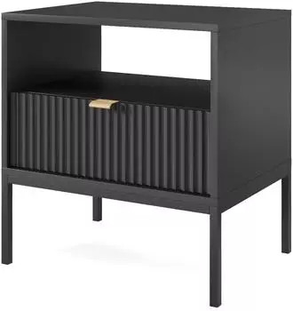 Masseno Stellare Nachttisch 1 Schublade, schwarz, 54x56x39cm (NOVA STOLIK NOCNY S54 CZARNY STELAŻ CZARNY)