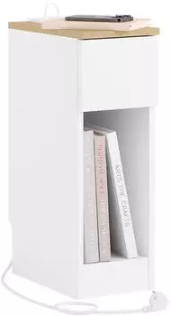 SoBuy Nachttisch mit Schublade, USB & Typ-C Ladefunktion, 20x35x60cm (FBT111-E-WN)