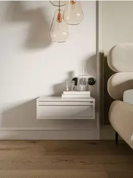 Selsey Evo hängender Nachttisch mit Schublade, graubeige, 50cm