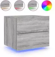vidaXL Wand-Nachttisch mit LED-Leuchten Grau Sonoma