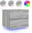 vidaXL Wand-Nachttisch mit LED-Leuchten, grau Sonoma (836822)