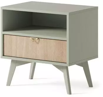 Masseno Foresta Nachttisch hellgr&uuml;n, 1 Schublade, 54x54x38cm (FOREST STOLIK NOCNY S54 EUKALIPTUS-JODEŁKA SKANDI)